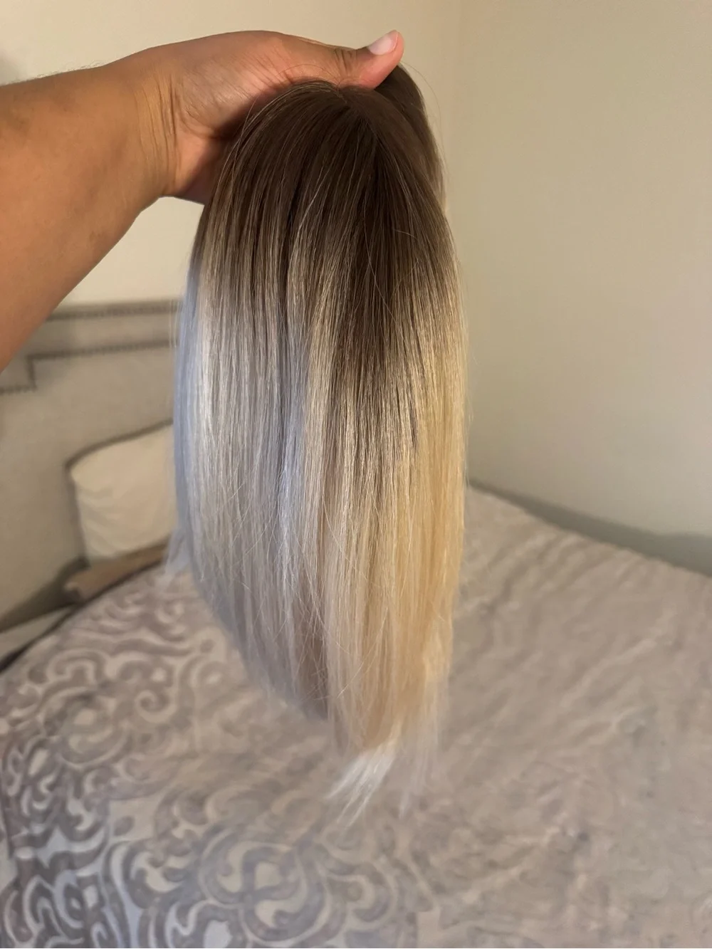 Blonde Ombre Wig - Natural Dark Roots to Light Blonde